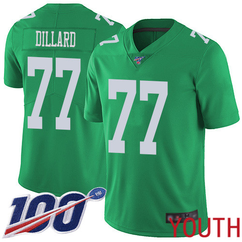 Youth Philadelphia Eagles 77 Andre Dillard Limited Green Rush Vapor Untouchable NFL Jersey 100th Season